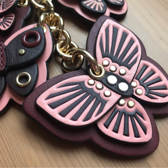 🦋Coach Butterfly Cluster Bag Charm Im/Boysenberry Multi - Picture 4 of 8